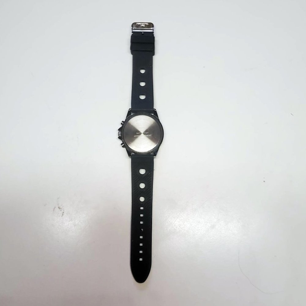 Men's FMD Black Stainless Steel Rubber Band Watch EUC - Picture 2 of 4